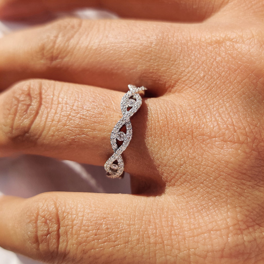 Evil Eye Infinity Wedding Band In White Gold