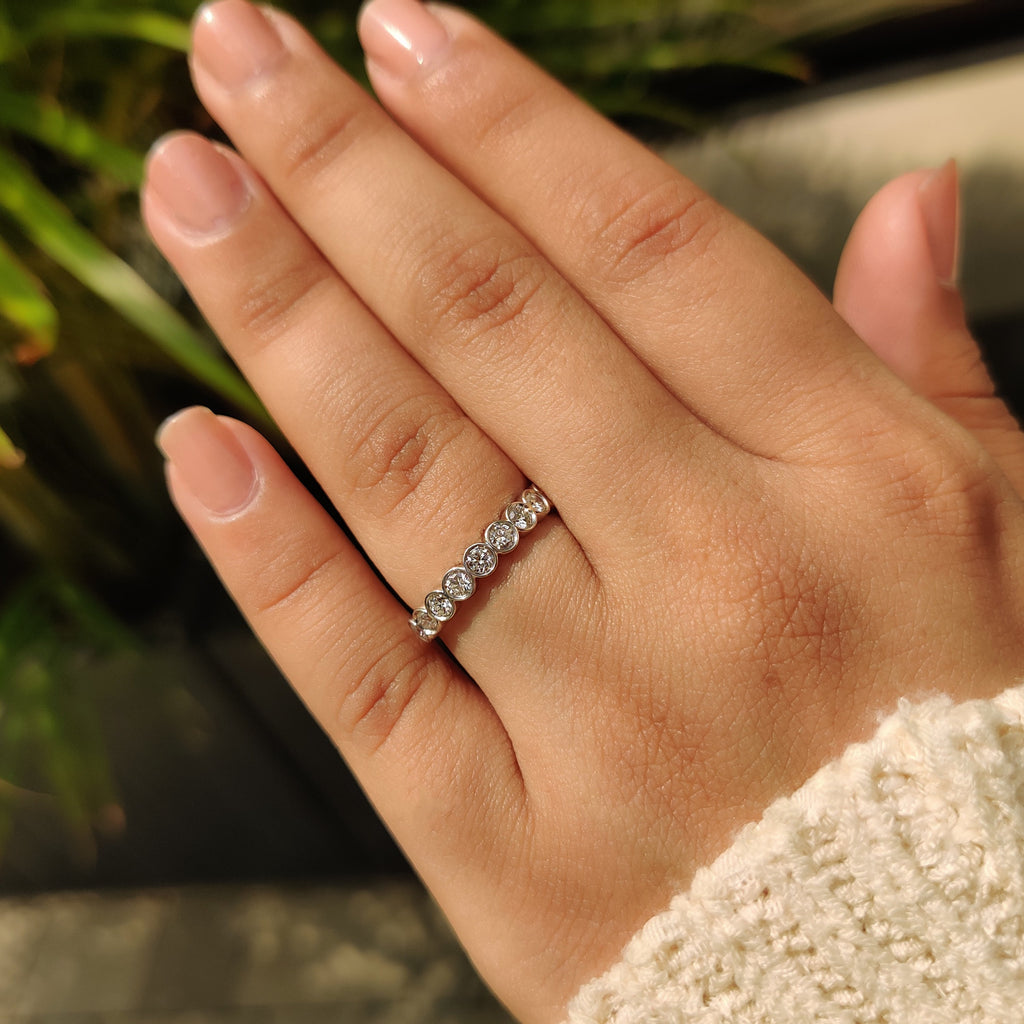 Bezel Set Wedding Band In Round Cut Diamond