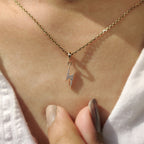 Round Diamond Lighting Bolt Yellow Gold Pendant