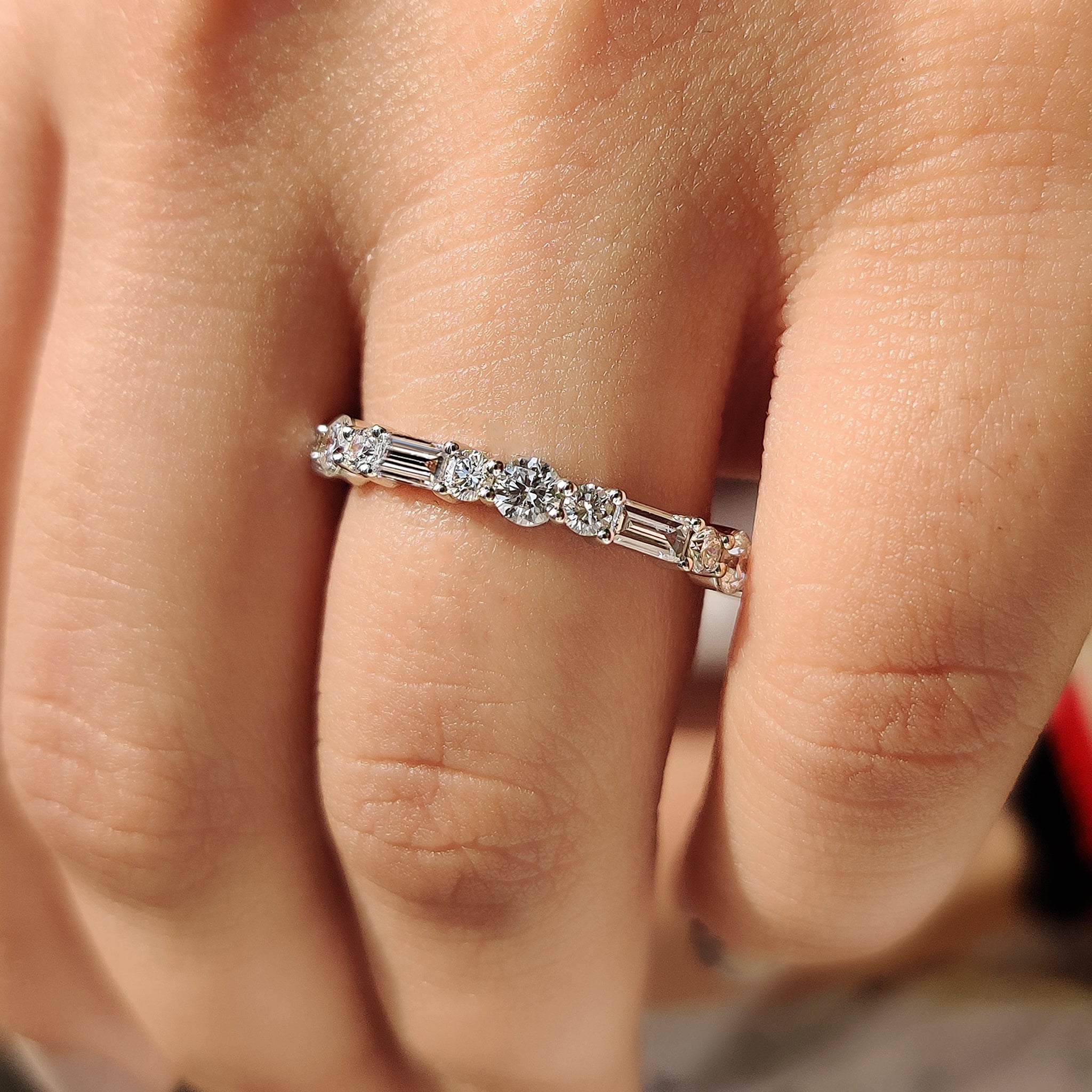Half Eternity Wedding Band In Round And Baguette Diamond