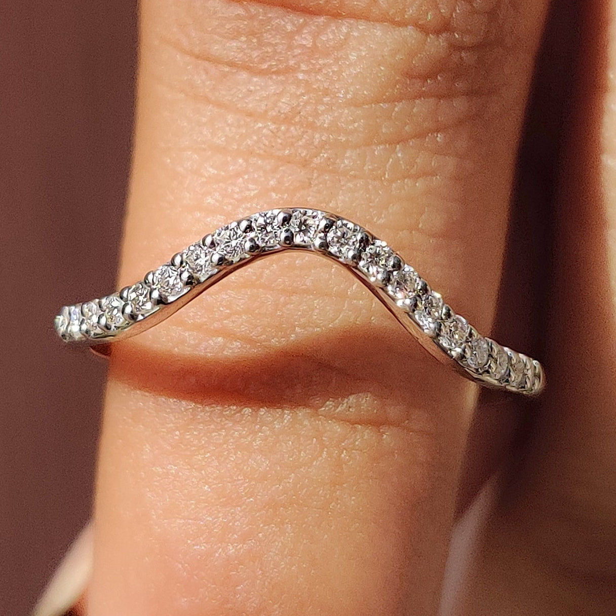 U Shaped Wedding Band Featuring Round Diamond