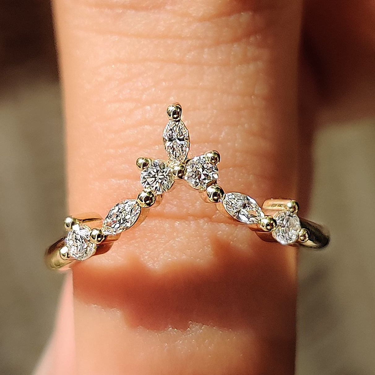 Stackable Curved Wedding Band In Yellow Gold