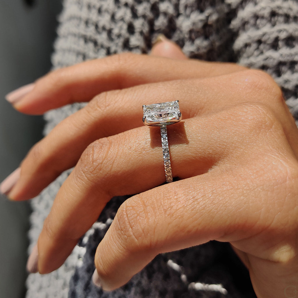 Radiant Cut Ring In Pave Setting