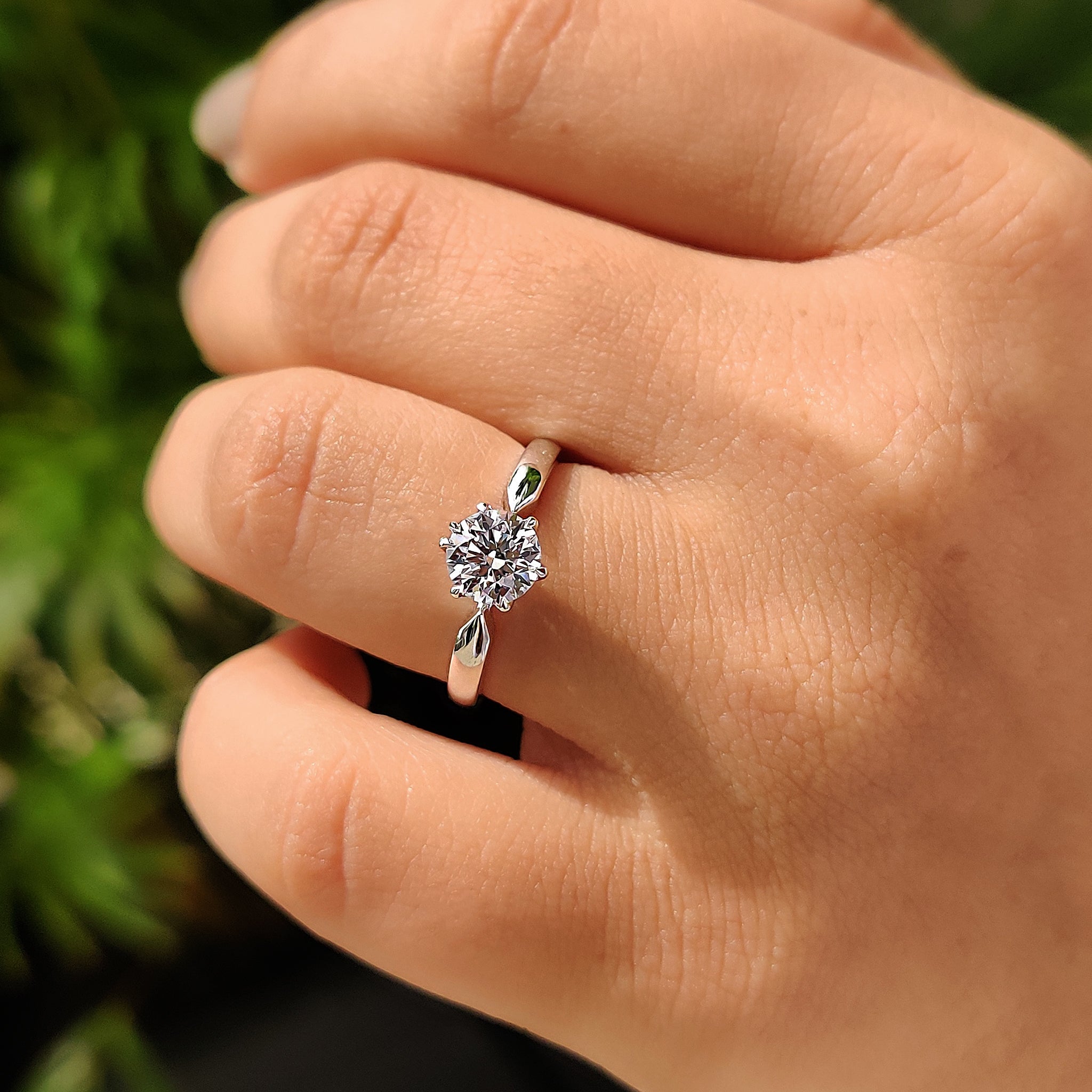 Round Solitaire Engagement Ring With Tulip Style