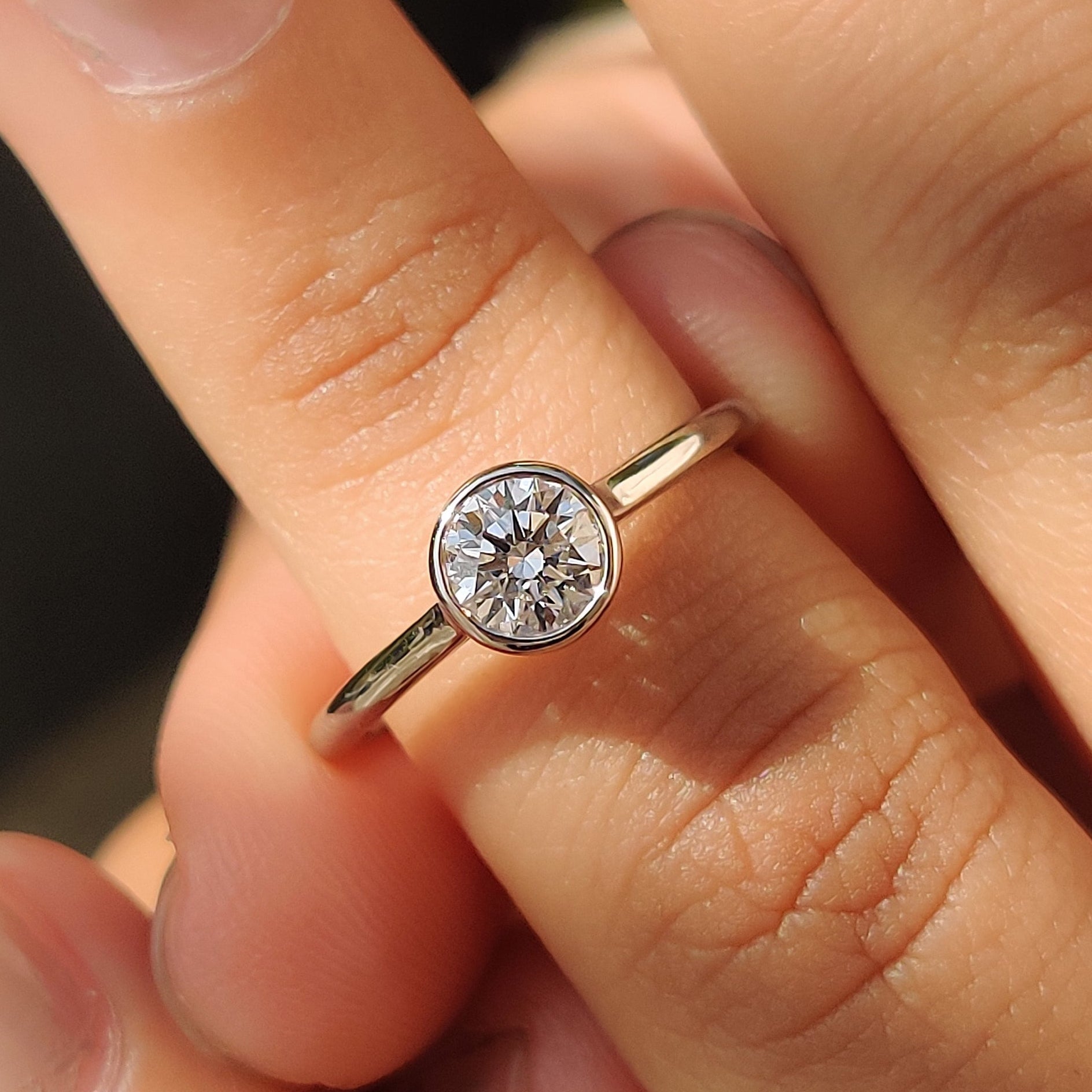 White Gold Round Diamond Bezel Setting Engagement Ring Main image