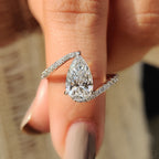 Pear Diamond Engagement Ring In Bypass Pave Setting