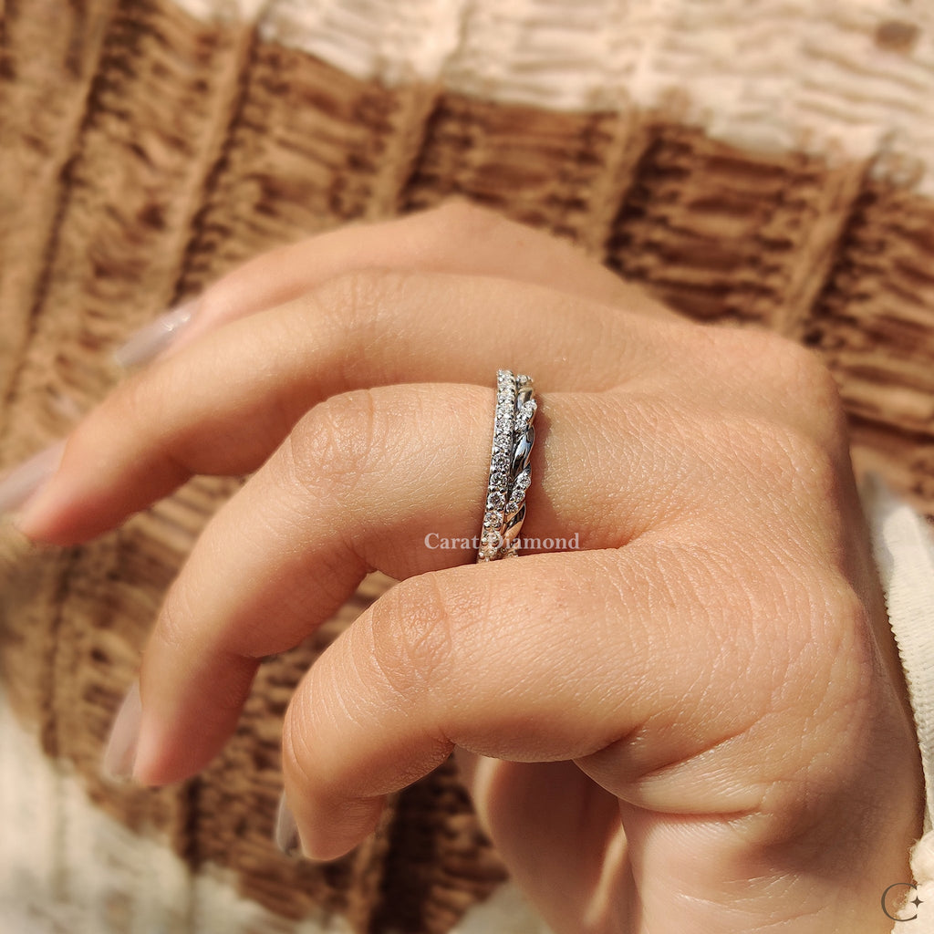 Double Wedding Band In Round Diamond Half Eternity Design