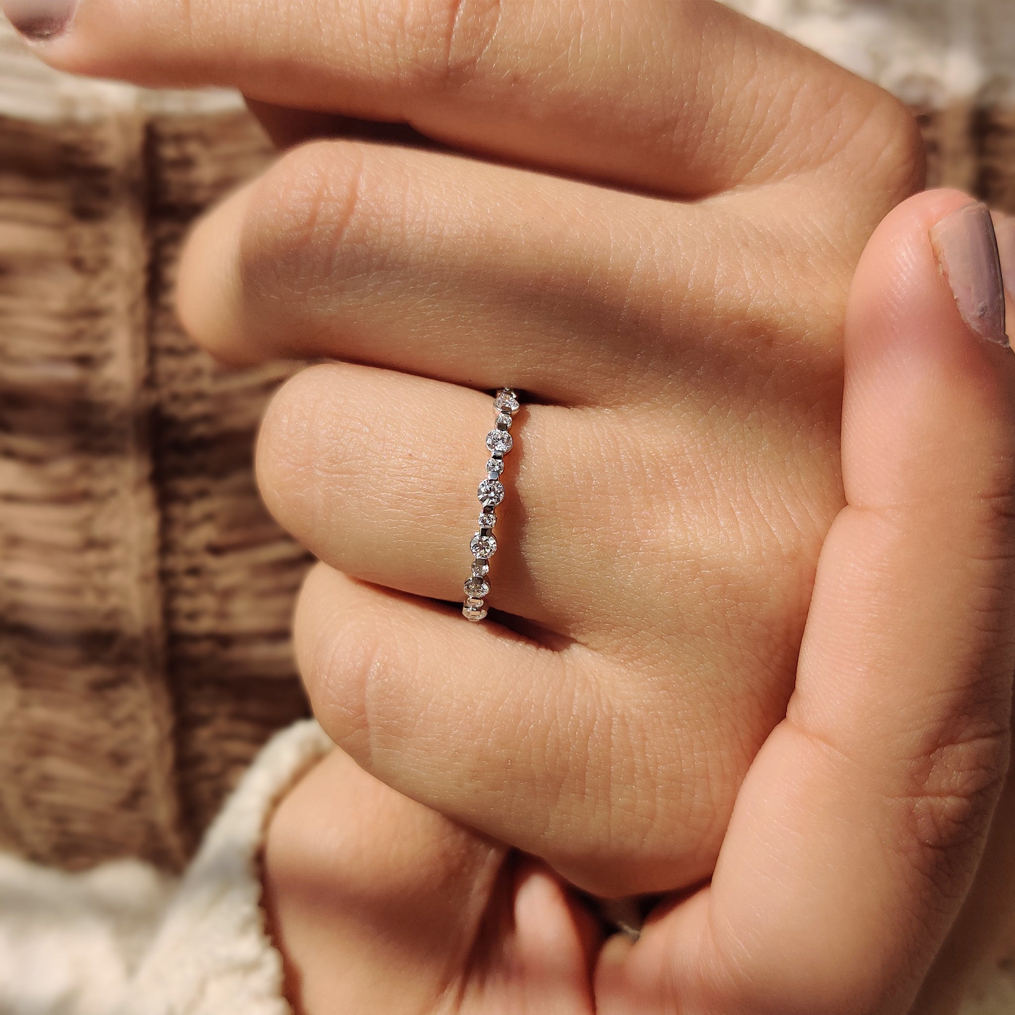 Moissanite Round Cut Half Eternity Band