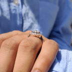 Oval Rose Cut Engagement Ring In Cluster Halo Style