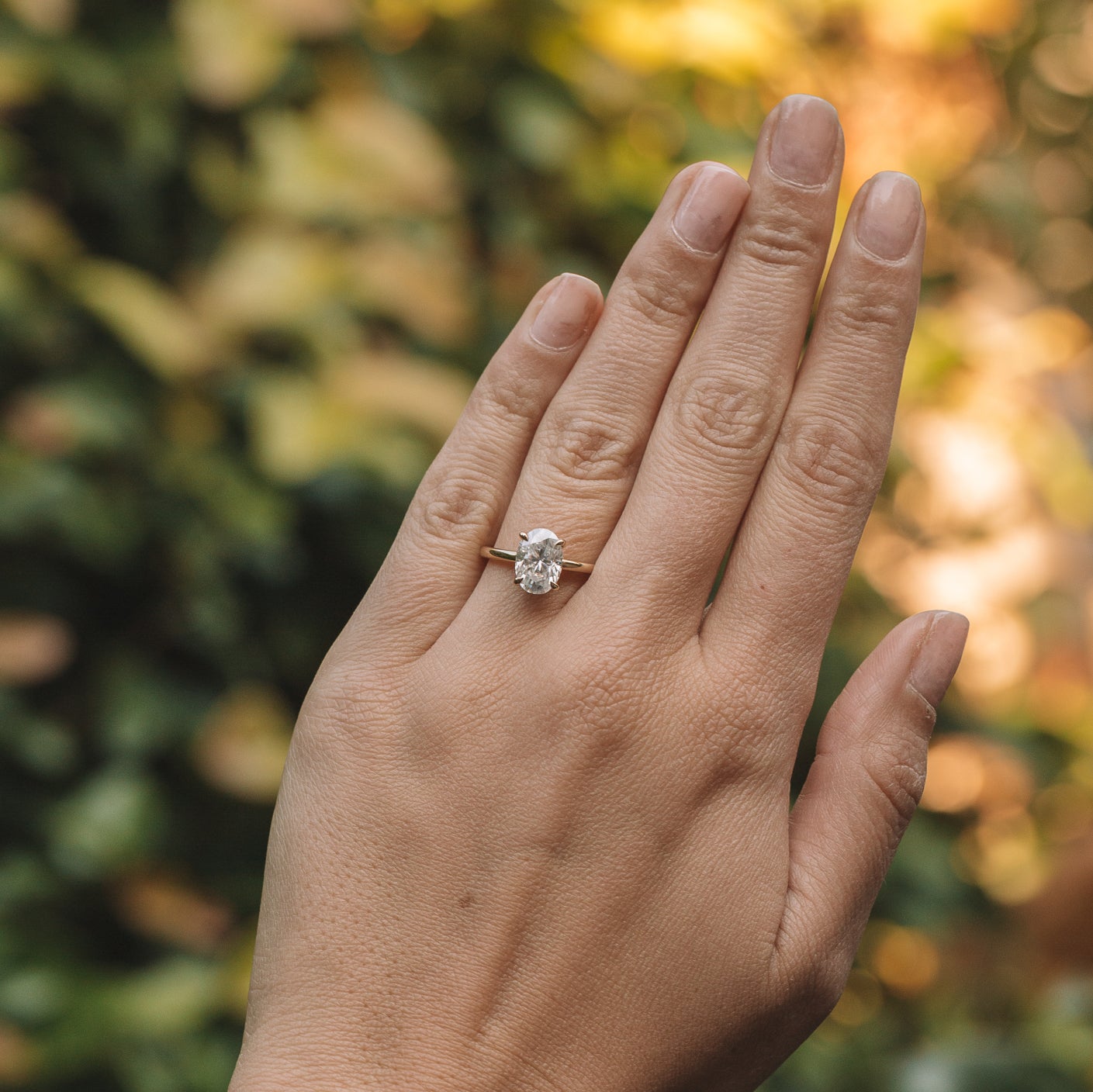 2.05 CT Oval Cut Moissanite Hidden Halo Engagement Ring