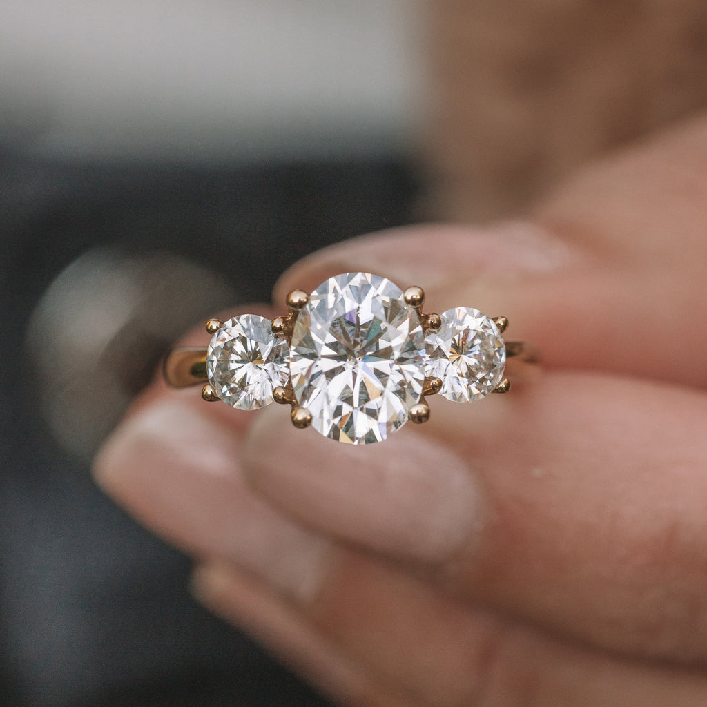 1.91 CT Oval Cut Moissanite Three Stone Engagement Ring