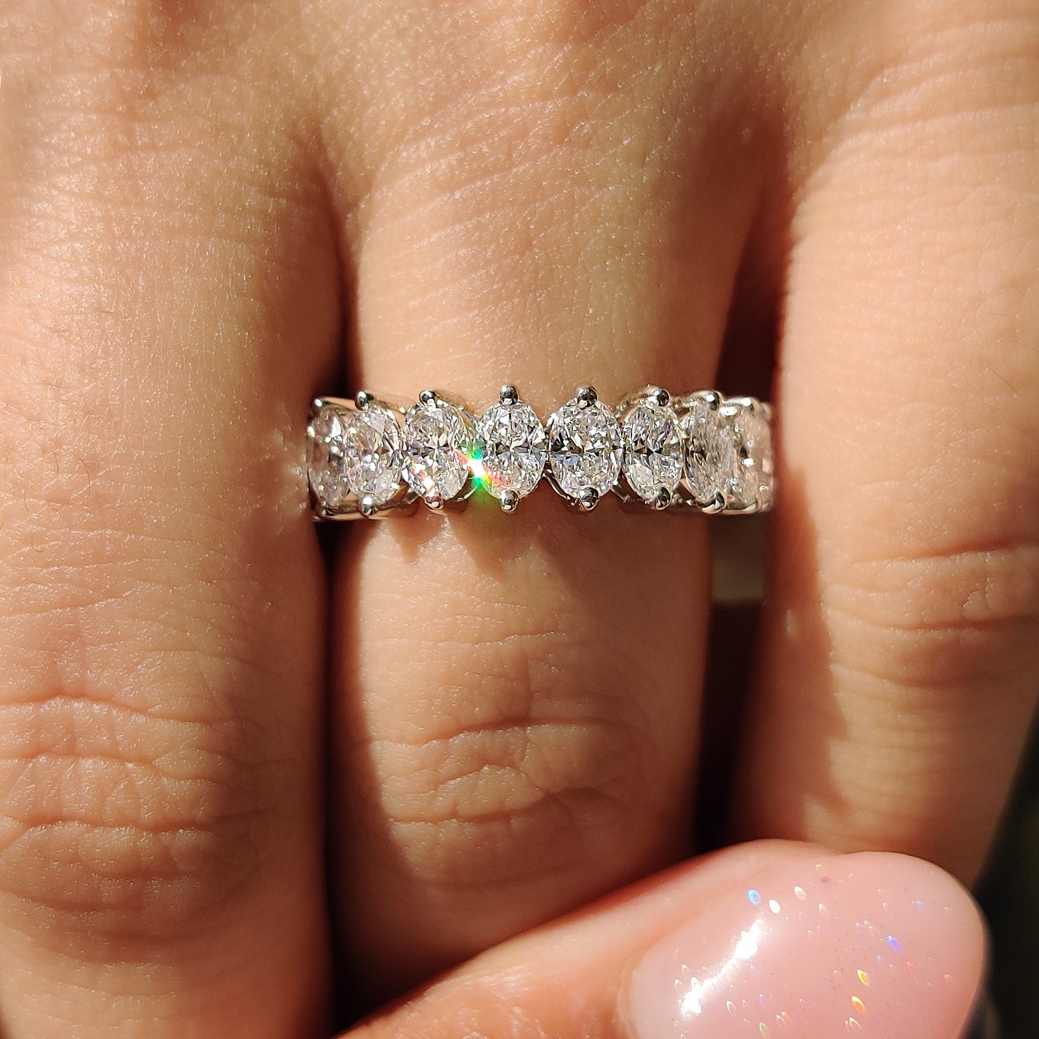 Lab Grown Oval Half Eternity Band
