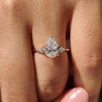 3 Stone Pear Cut Diamond Engagement Ring