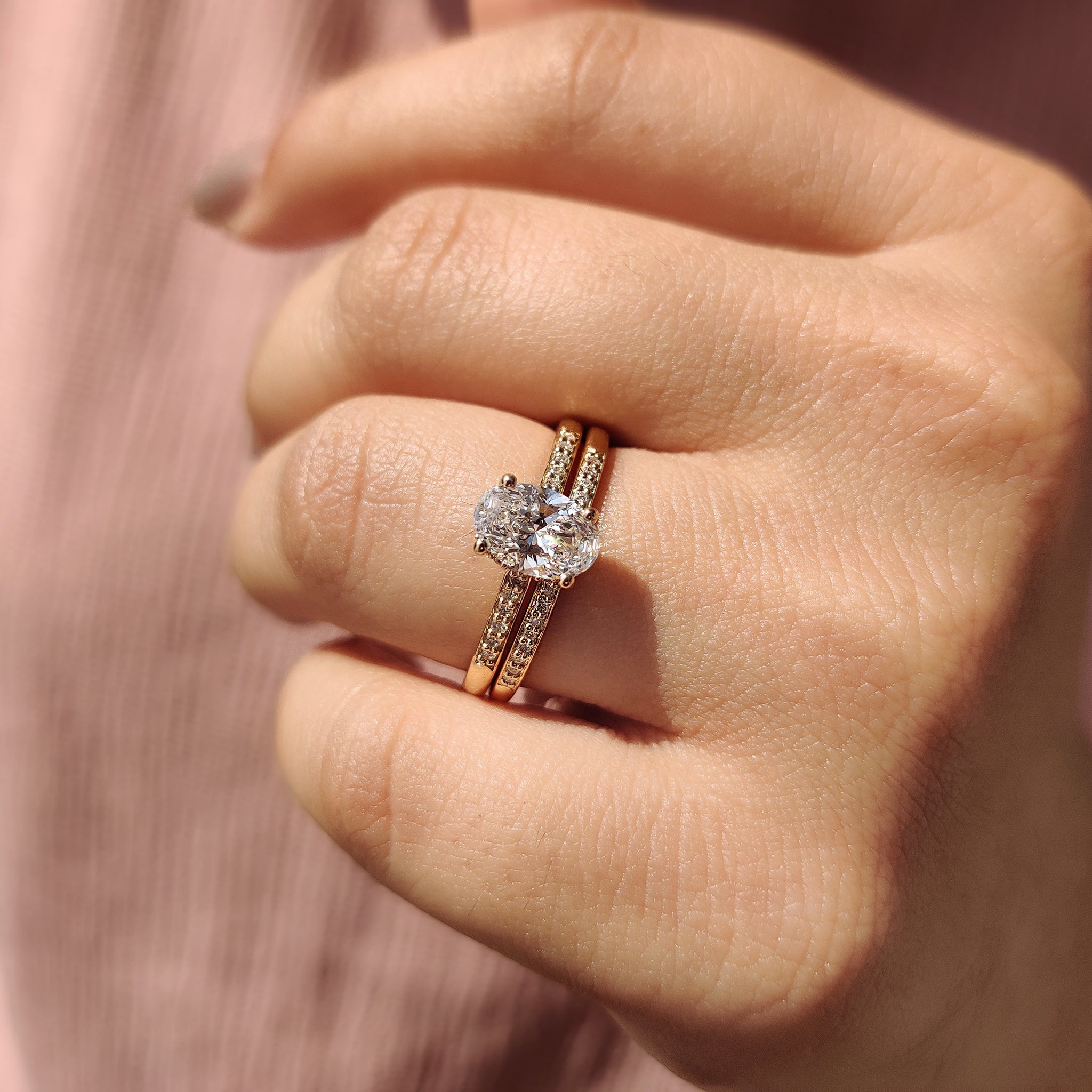 Oval Pave Engagement Ring In Yellow Gold