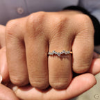 Round Cut Curvy Style Yellow Gold Wedding Band