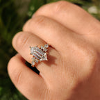 Elongated Hexagon Engagement Ring In Cluster Style