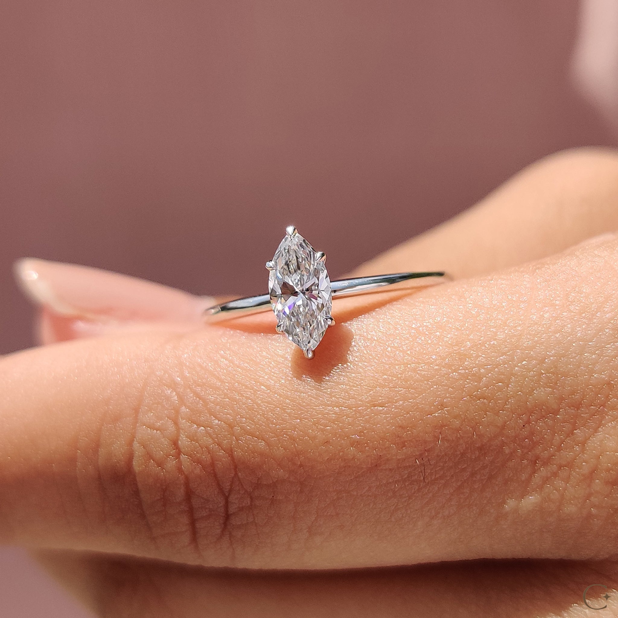 Marquise Diamond Engagement Ring In Solitaire Style