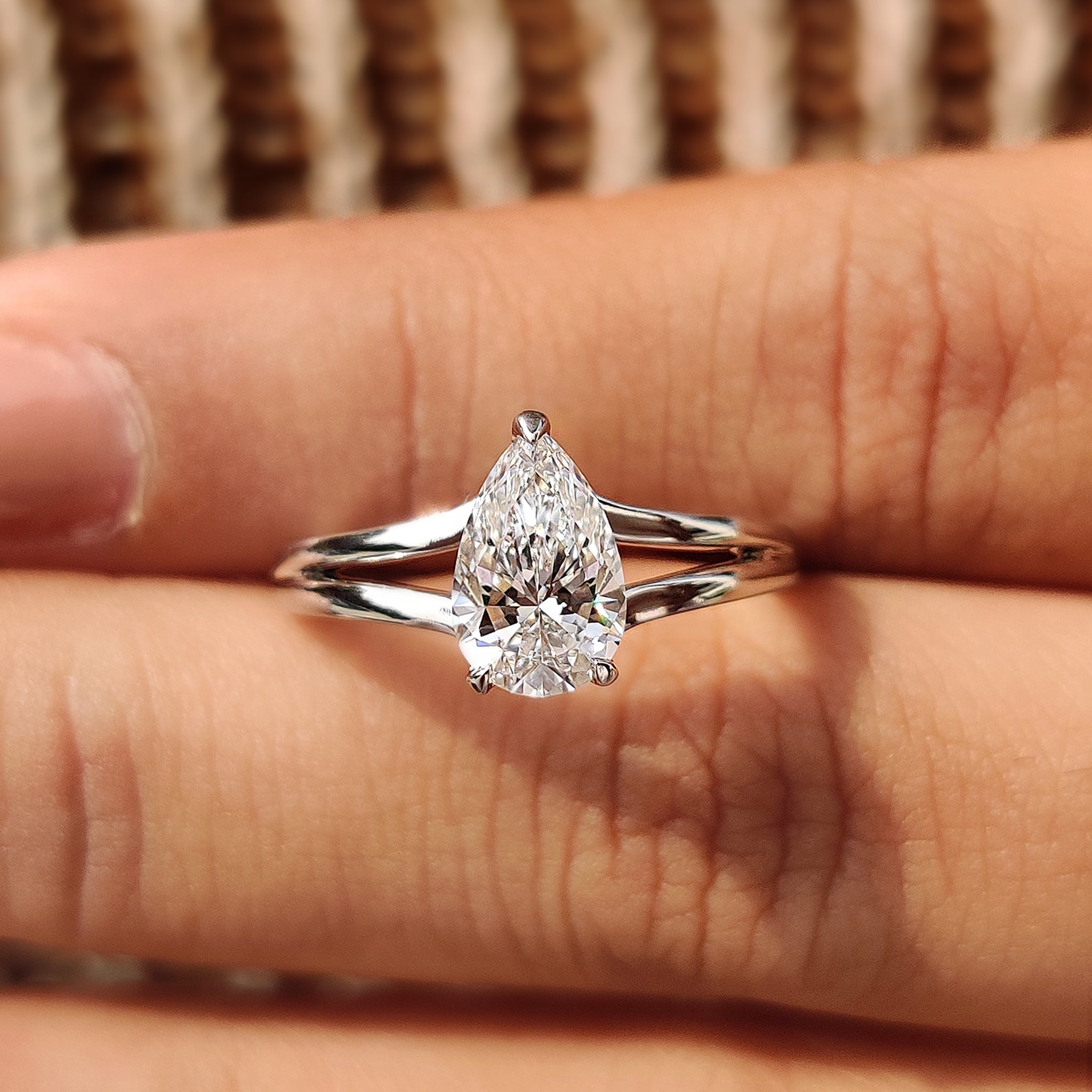 Split Shank Engagement Ring with Pear Diamond Secondary image