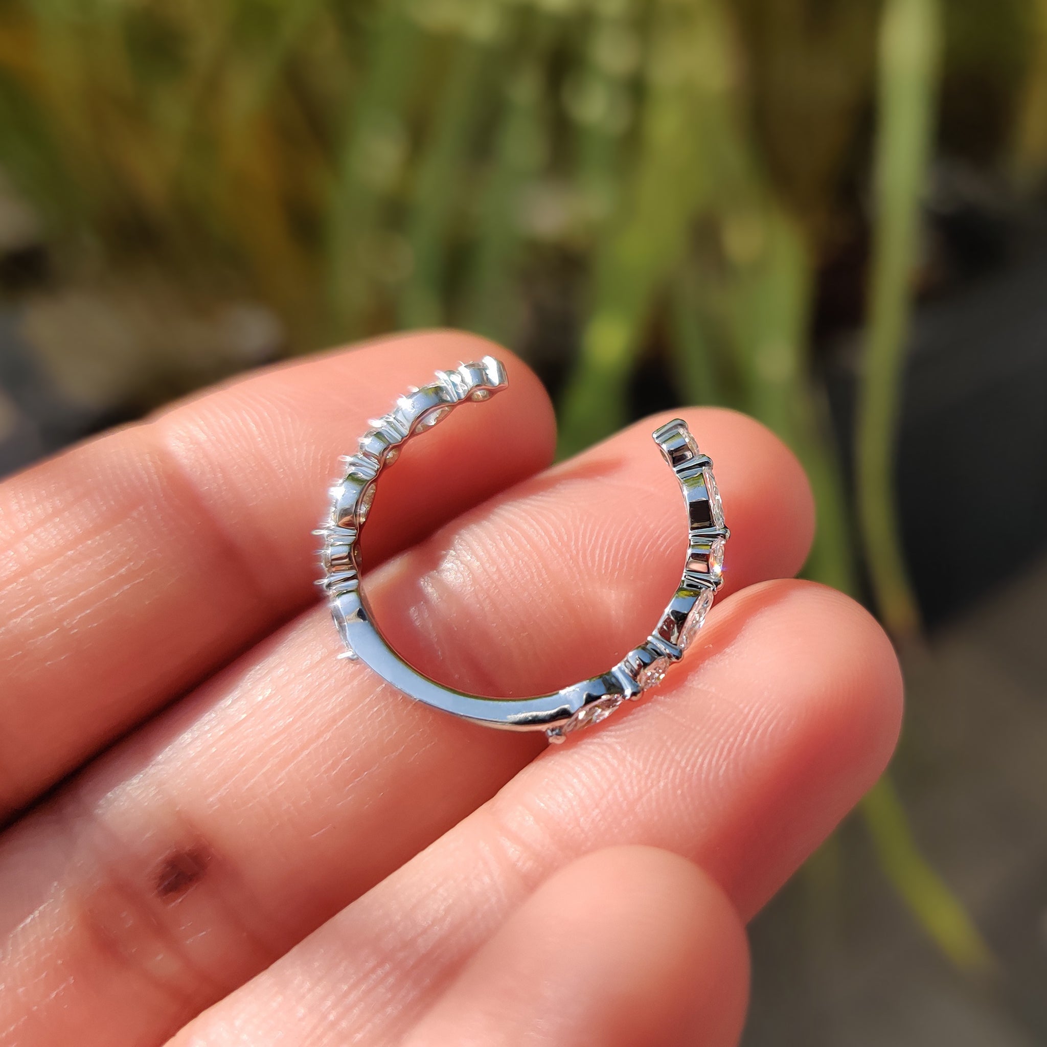White Gold Womens Wedding Band With Marquise Diamond