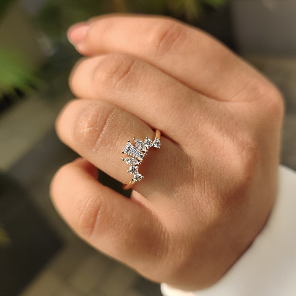 Tiara Wedding Band With Tapered Baguette Diamond