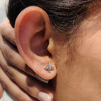 Flower Stud Marquise Cut Diamond Earrings
