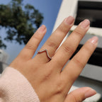 Chevron Wedding Band With Round Diamond