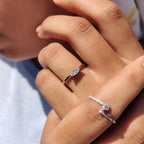 Round Side Stone With East West Marquise Ring