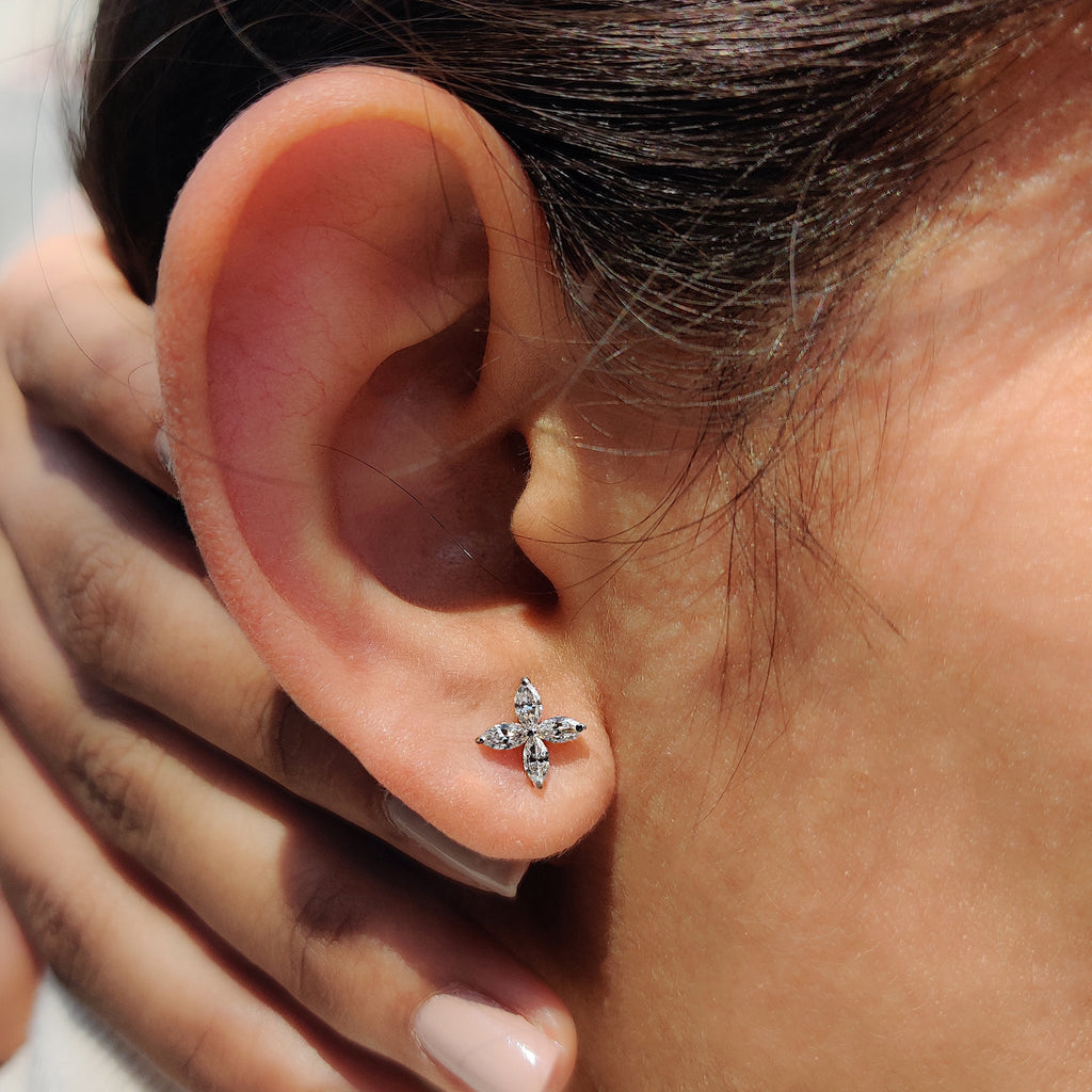 Marquise Diamond Earrings in Elegant Prong Style