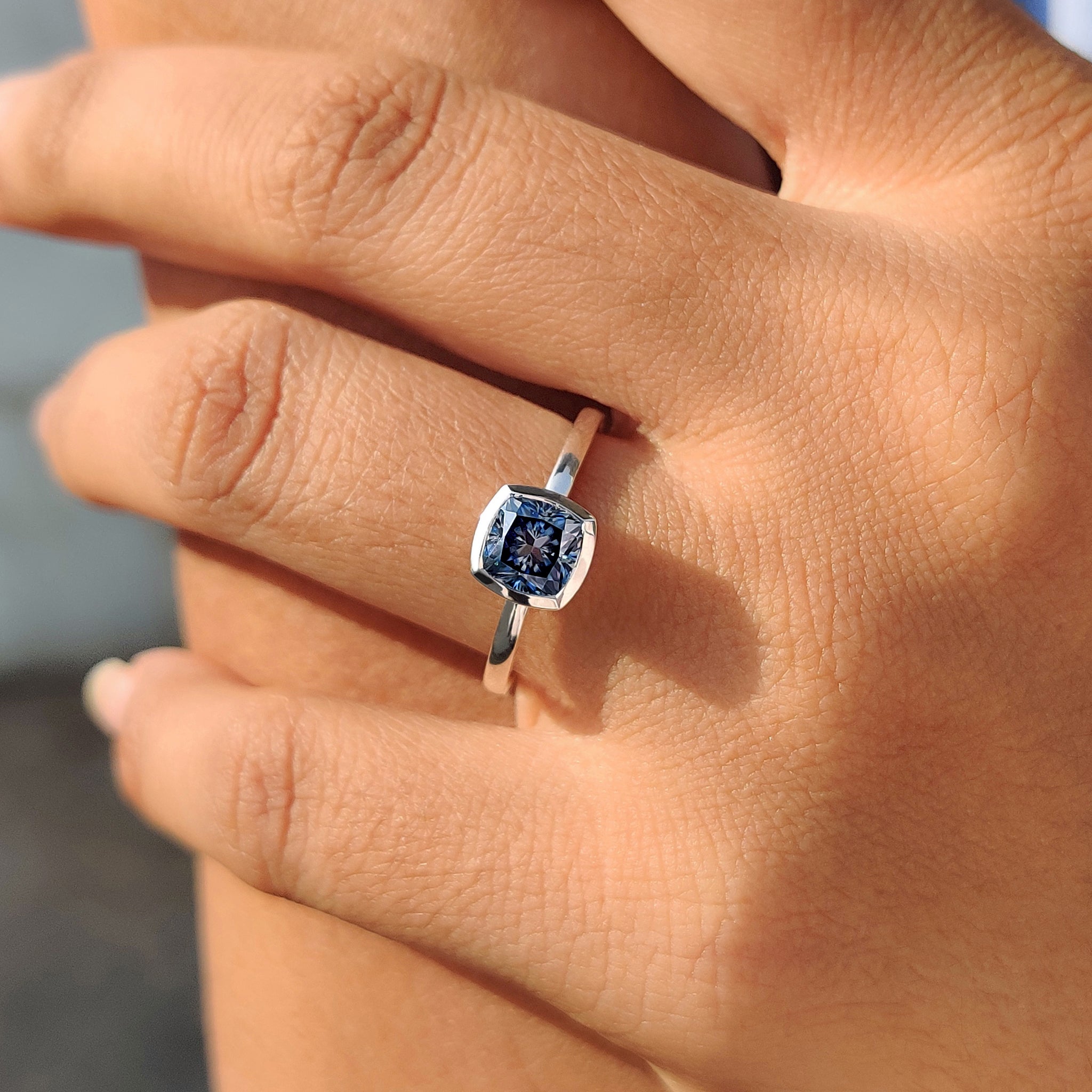Cushion Solitaire Ring With Bezel Style
