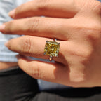 Canary Yellow Cushion Cut Solitaire Ring In Round Prong Setting