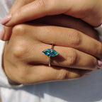 Cyan Blue Marquise Cut Engagement Ring