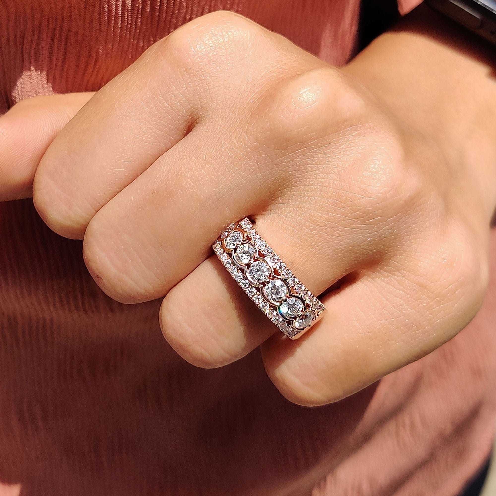 Round Moissanite Half Eternity Band For Her
