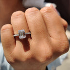 Gold Emerald Cut Engagement Ring in Pave Setting Beauty