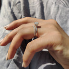 Round Cut Moissanite White Gold Bridal Set With V Shaped Band