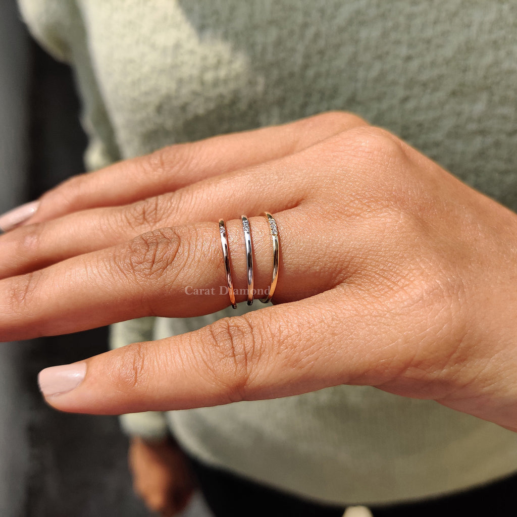 3 Piece Wedding Ring Set In Round Cut Moissanite