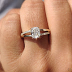 Cushion Cut Diamond Engagement Ring In Split Pave Style