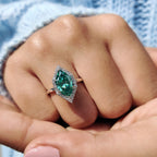 Green Moissanite Dutch Marquise Ring