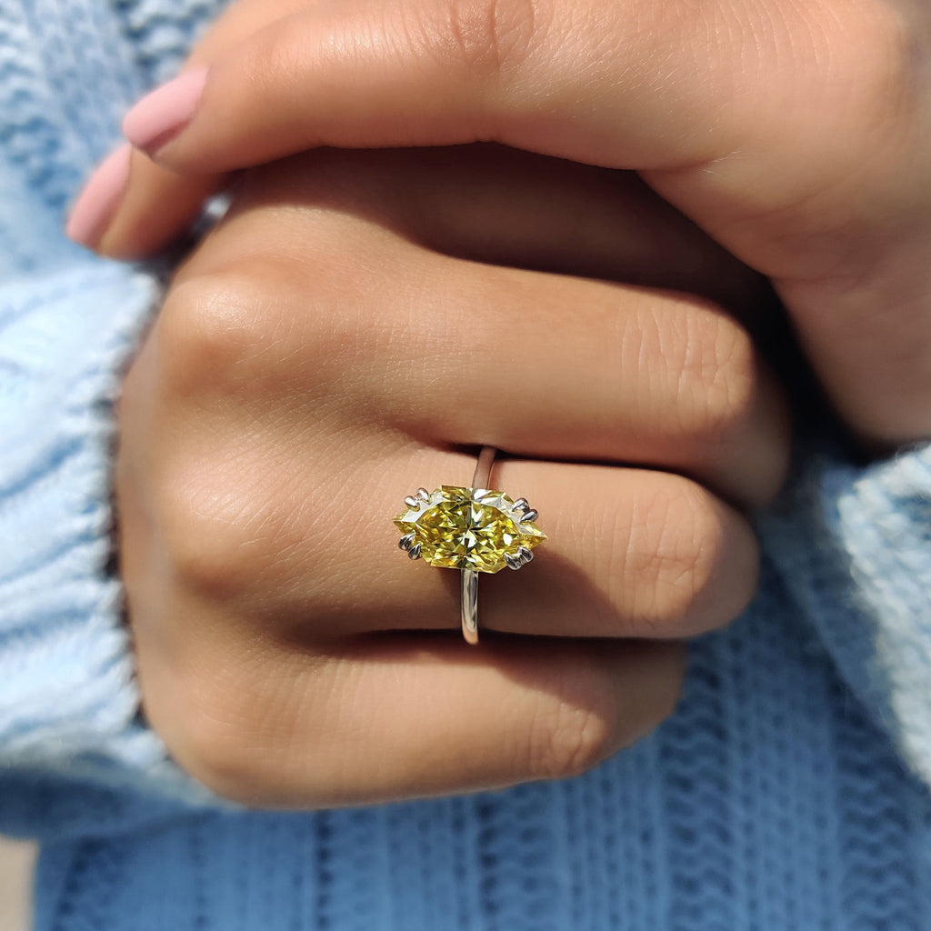 Hidden Halo Yellow Dutch Marquise Engagement Ring