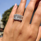Baguette and Round Wedding Band With Pave Style