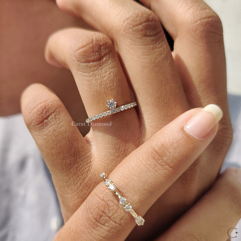Round Diamond Wedding Band in Sleek Pave Style
