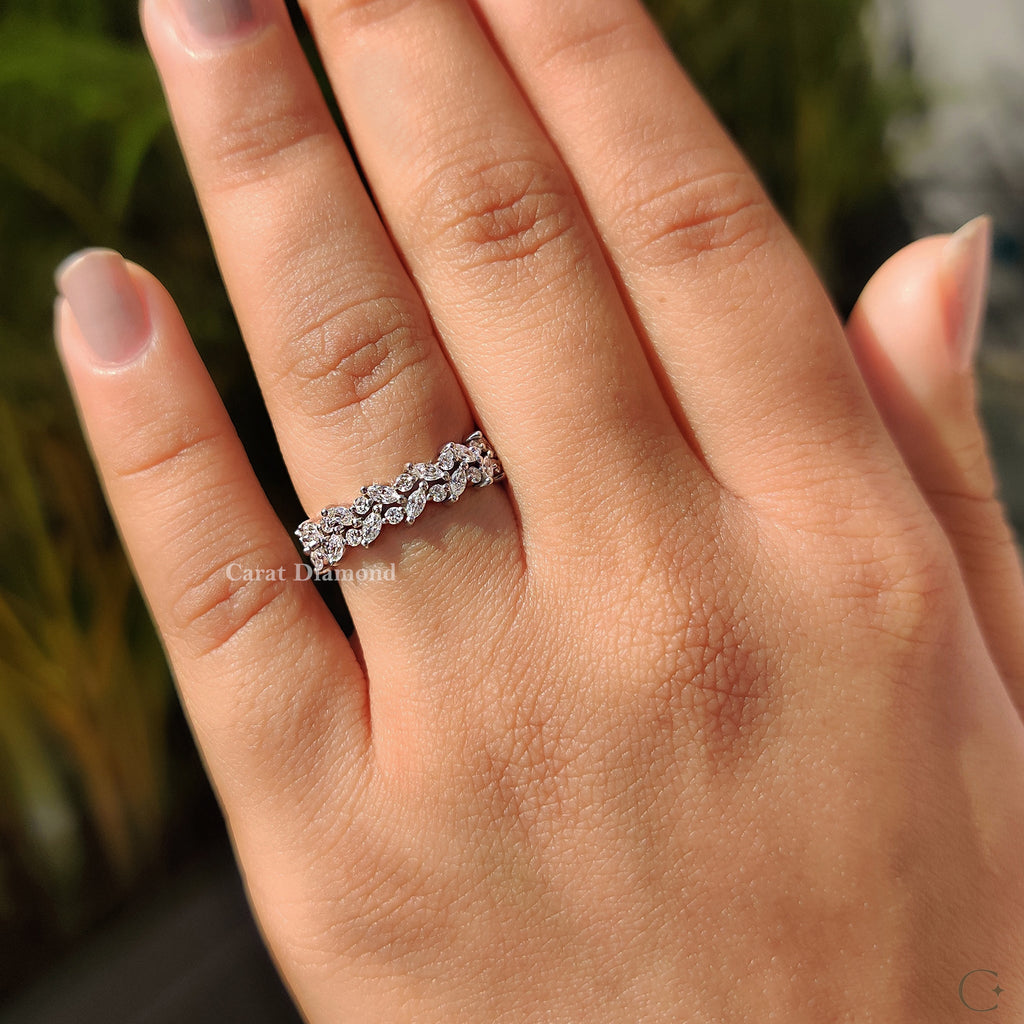 Marquise And Round Wedding Band With Eternity Style