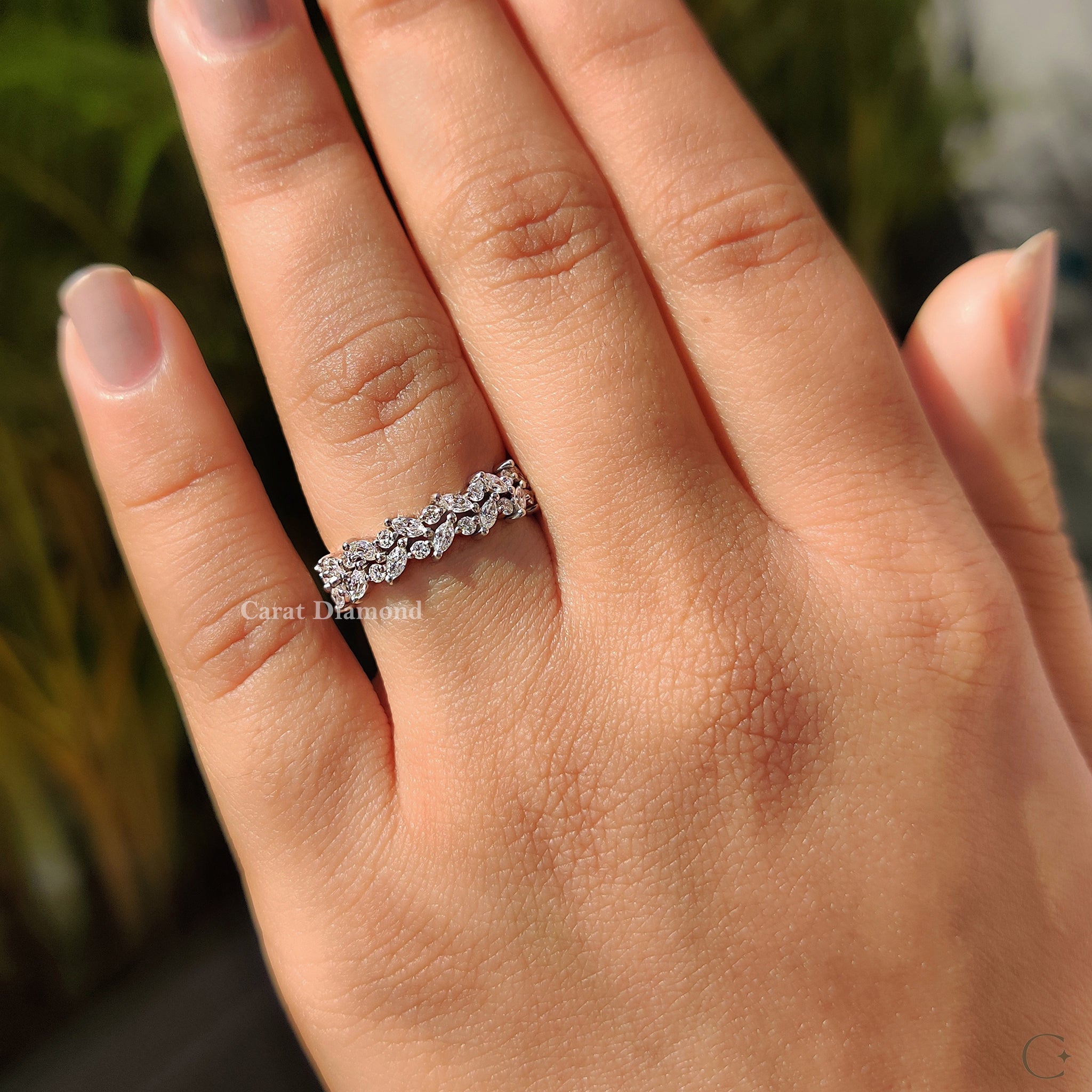 Marquise And Round Wedding Band With Eternity Style