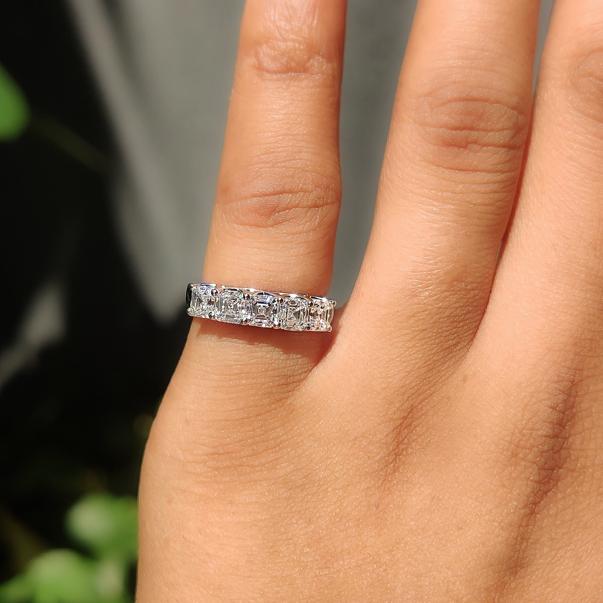 Asscher Cut Diamond With White Gold Wedding Ring