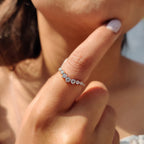 Curvy Wedding Band With Round Cut Moissanite