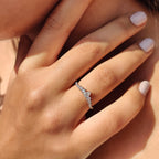 Pear And Round Cut Curved Moissanite Wedding Band