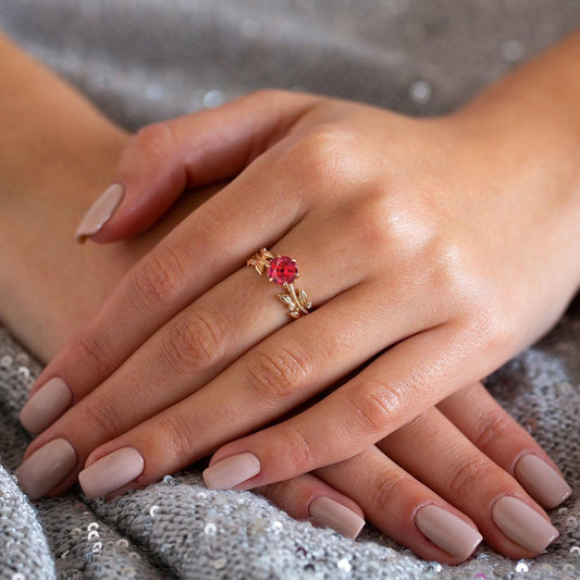 florance round cut ruby diamond vintage classic rings