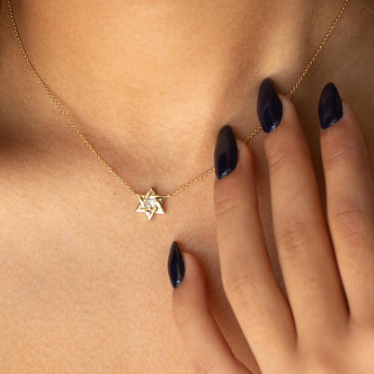 Jewish star heart moissanite necklace