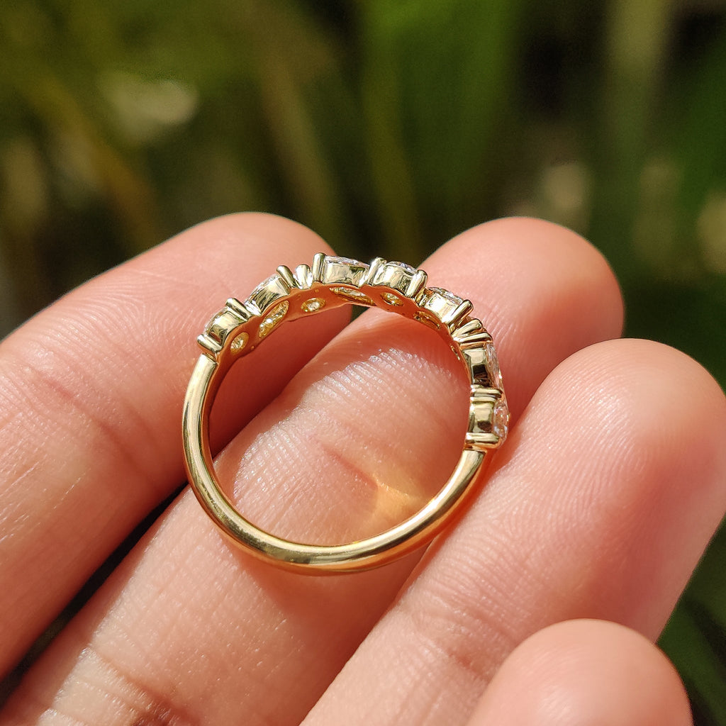 Half Eternity Marquise And Round Wedding Band