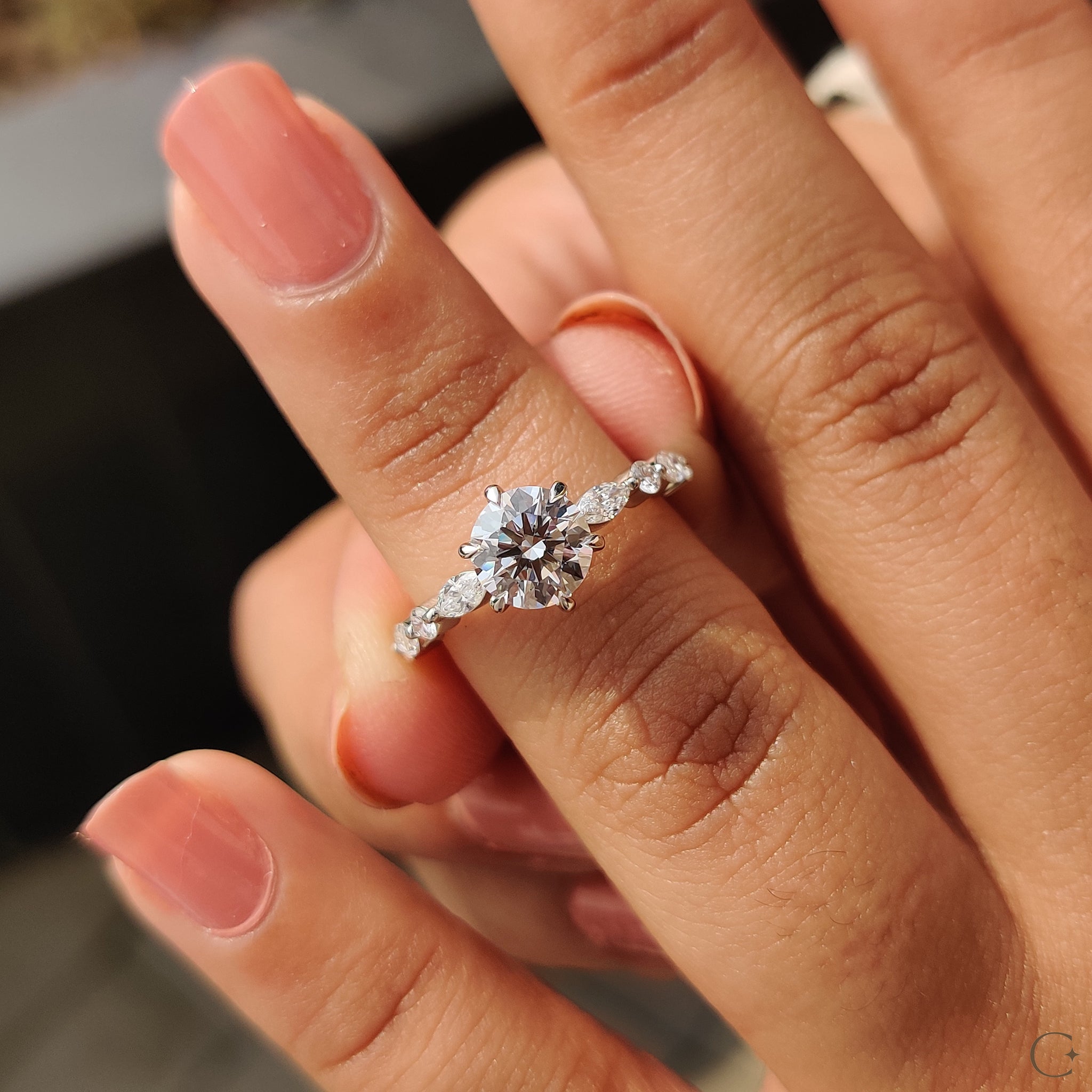 Lab Grown Round Diamond Ring In Share Prong Band