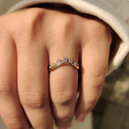 Bezel Set Curved Gold Wedding Band